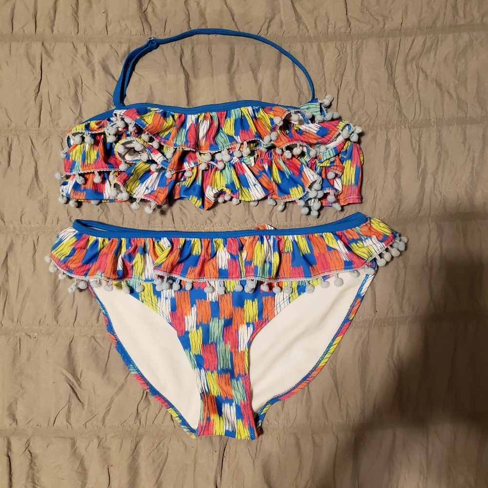 COPY Jump N' Splash Colorful Kids Swim Bikini Set W/pom Poms 14